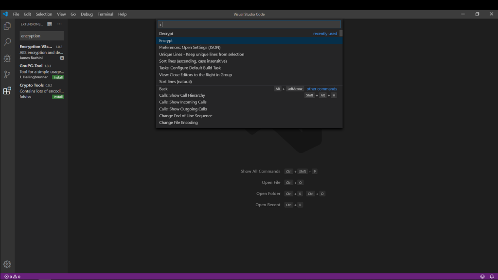 encrypt text file vscode