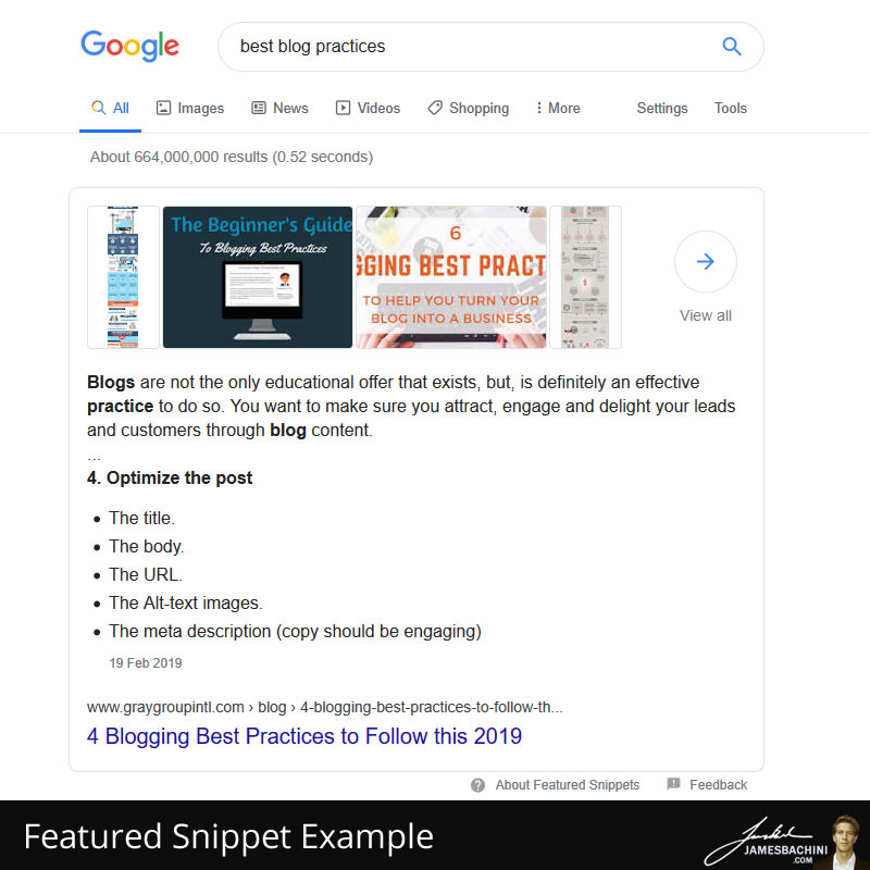 Google featured snippet example