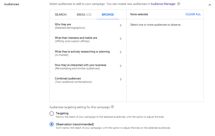 Audience Options When Creating Google Ads