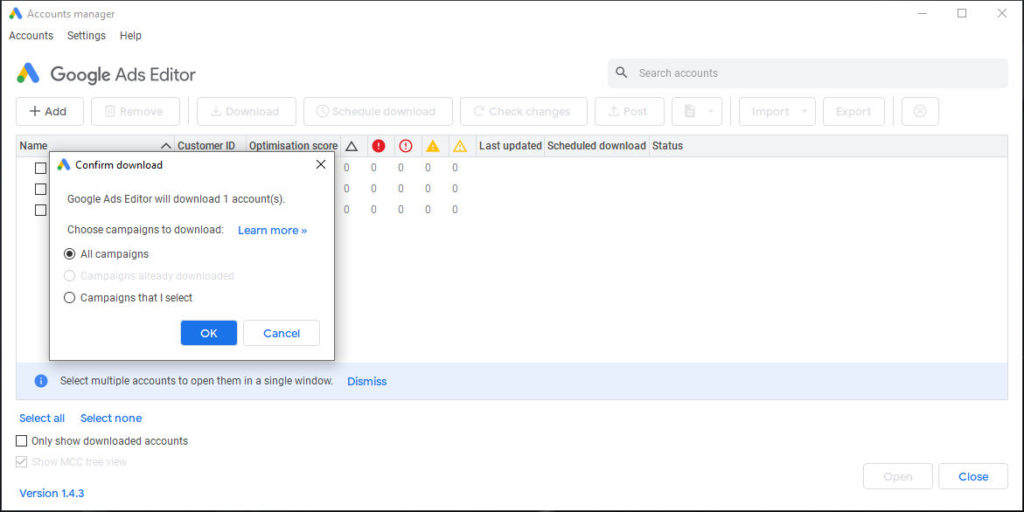 Google Ads Editor Setup
