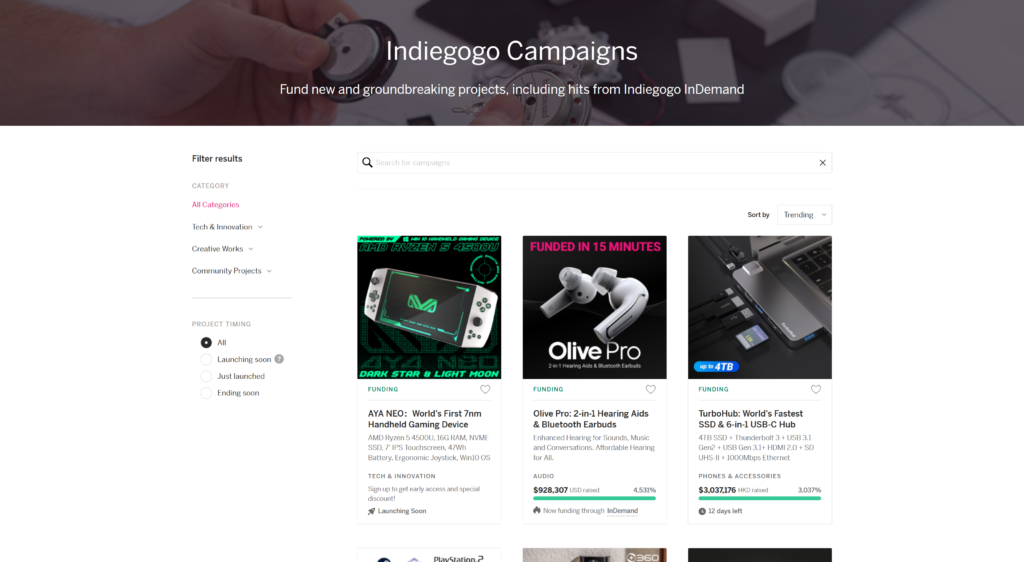 Startup funding with Indiegogo