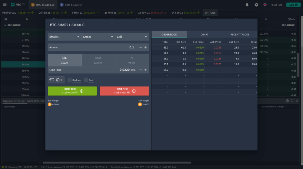 Deribit Options Order Book