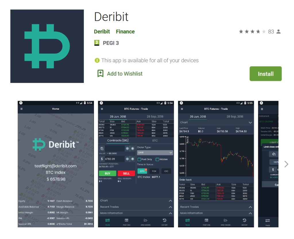 Deribit mobile apps review