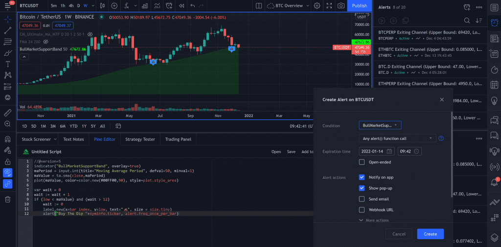 Tradingview Alerts in Pinescript 5