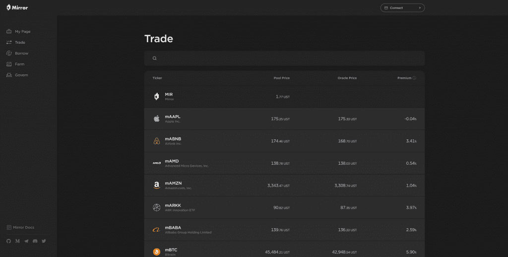 Synthetic asset protocol Mirror