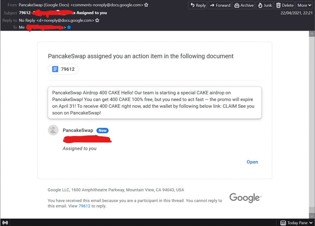 phishing email