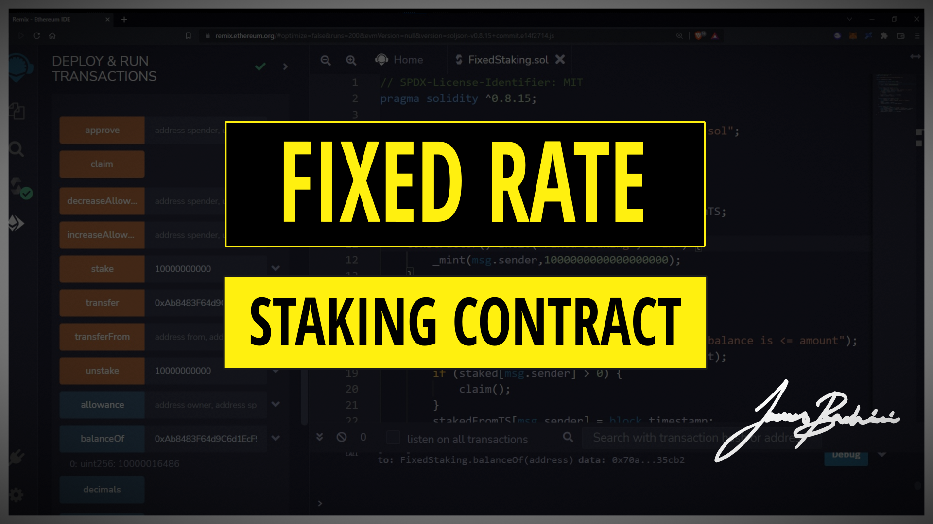 Fixed Rate Staking Solidity Contract