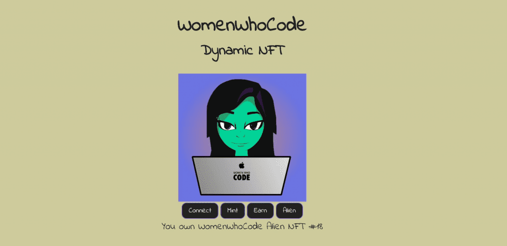 WomenWhoCode Dynamic NFTs Screenshot