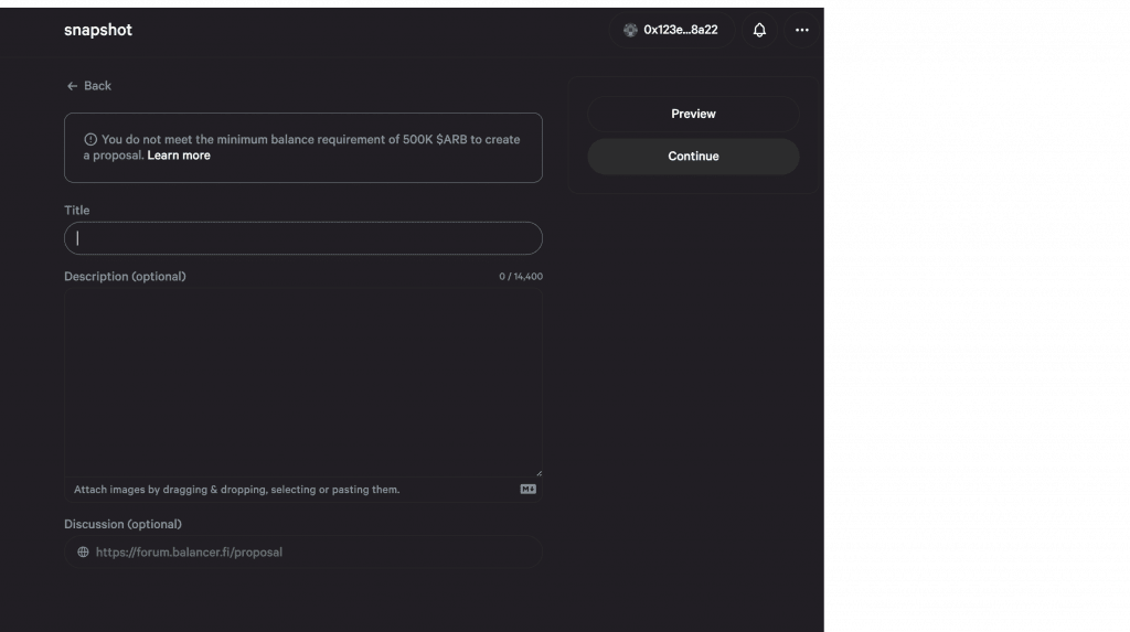 Snapshot.org proposal creation