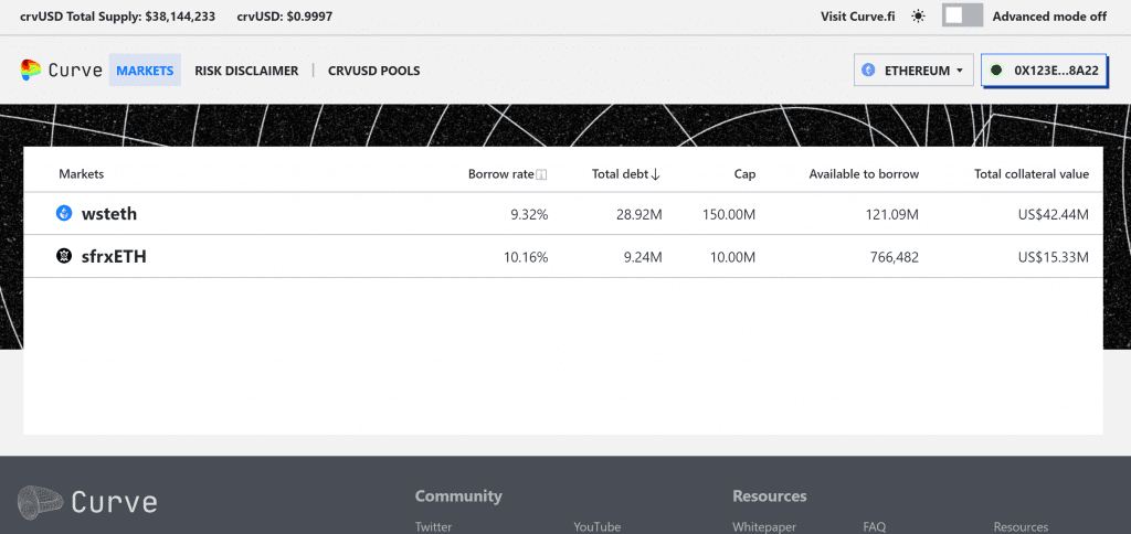 Curve crvUSD interface