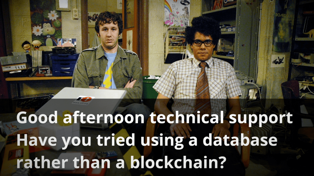 have you tried using a database rather than a blockchain?