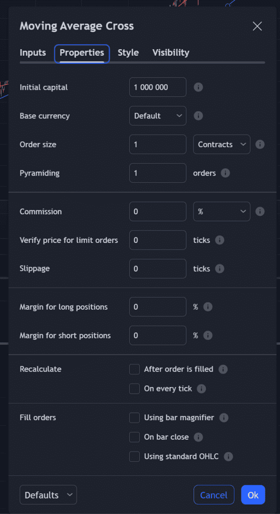 Pine Script Settings