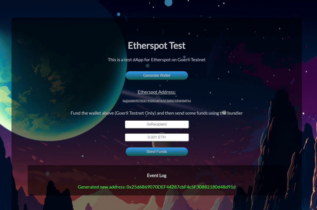 Etherspot account abstraction example code