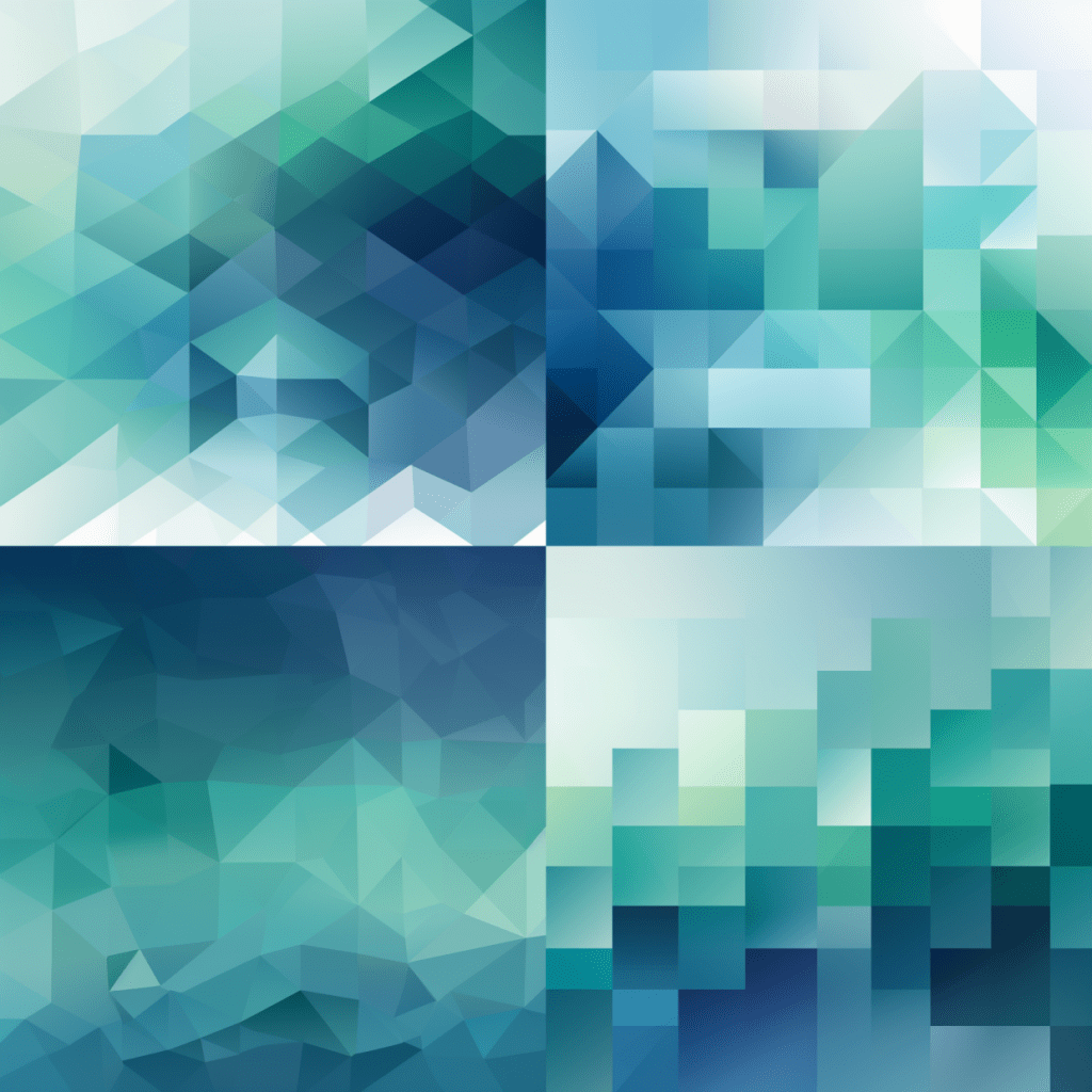 Midjourney A vector background for a pitch deck, abstract geometric pattern, shades of blue and green, with subtle gradients, modern clean look