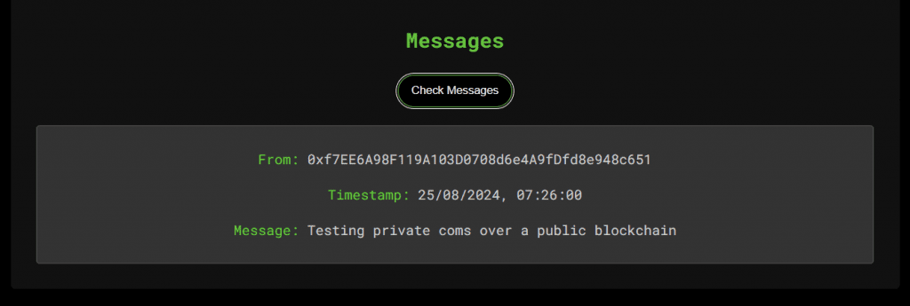 private messages over a public blockchain